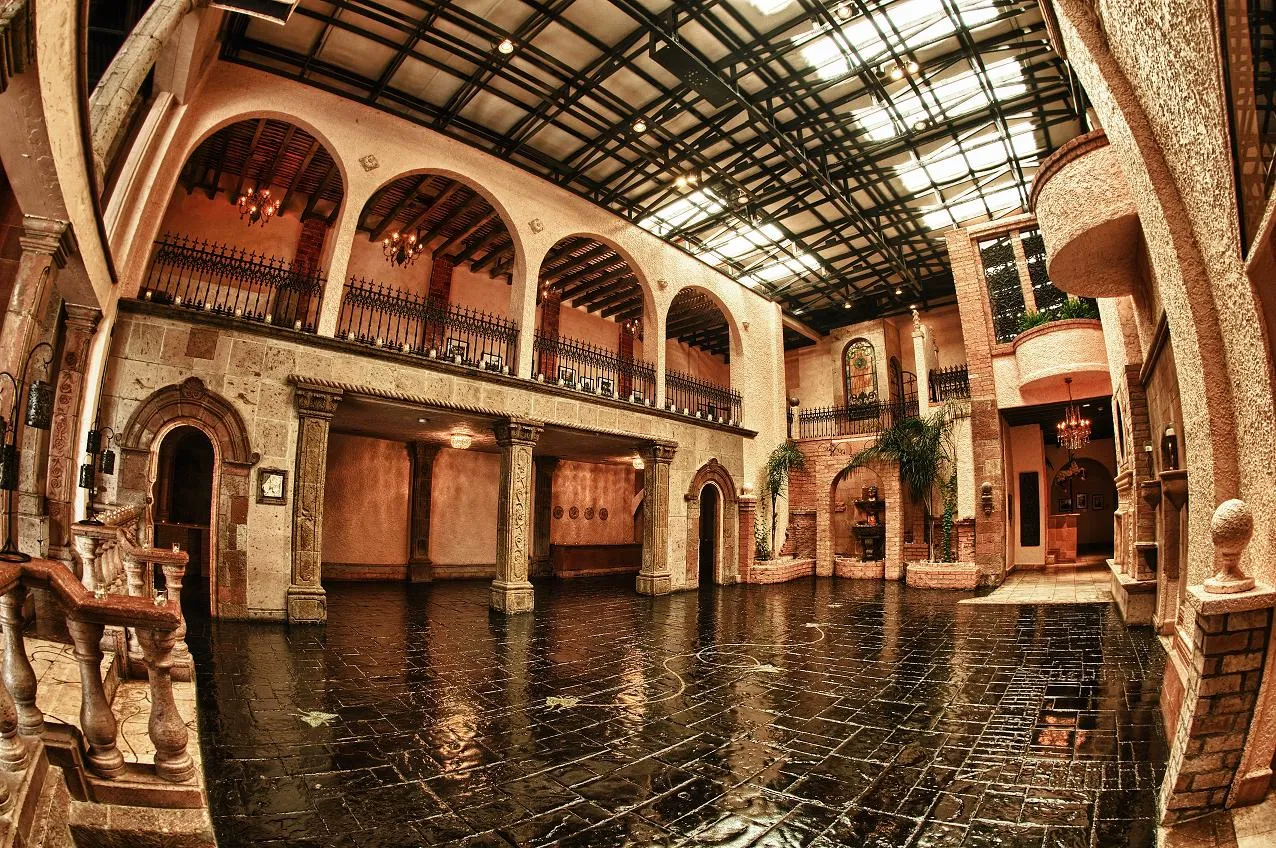The hall beneath its glass roof