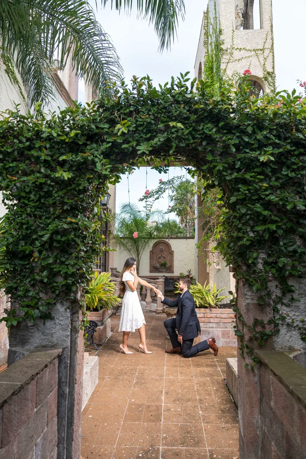 Ivy-covered arch in the courtyard