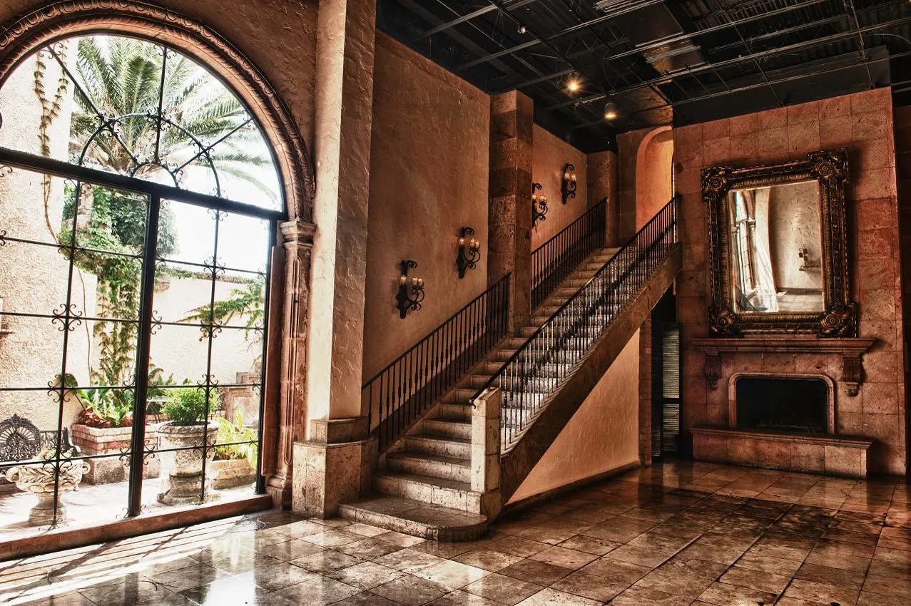Staircase and arched window